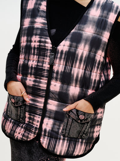 Avril Reversible Quilted Vest Pink & Black