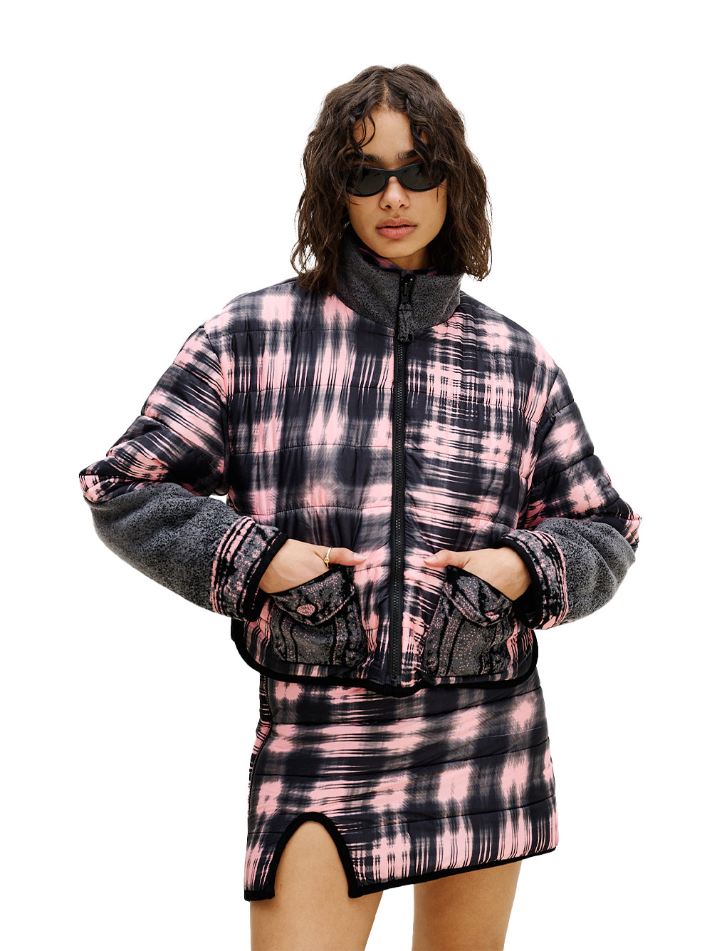 Ororo Reversible Quilted Jacket Pink & Black
