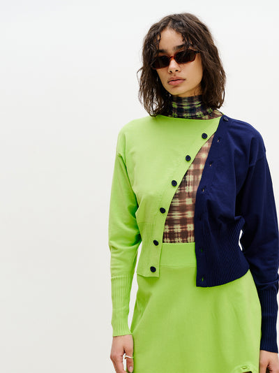 Ayana Colorblock Cardigan Neon Lime