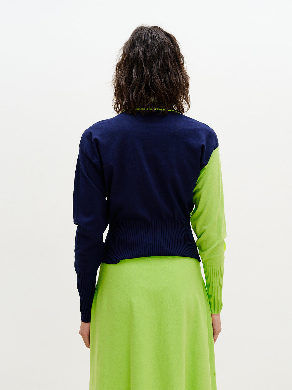 Ayana Colorblock Cardigan Neon Lime