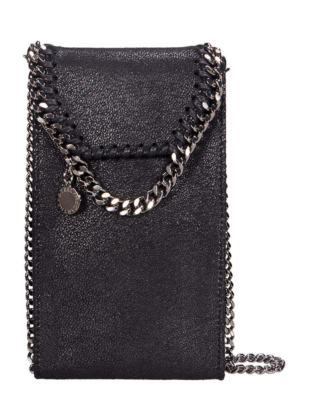 Falabella Crossbody Phone Pouch Silver Chain (Black)