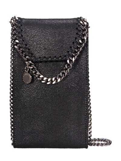 Falabella Crossbody Phone Pouch Silver Chain (Black)
