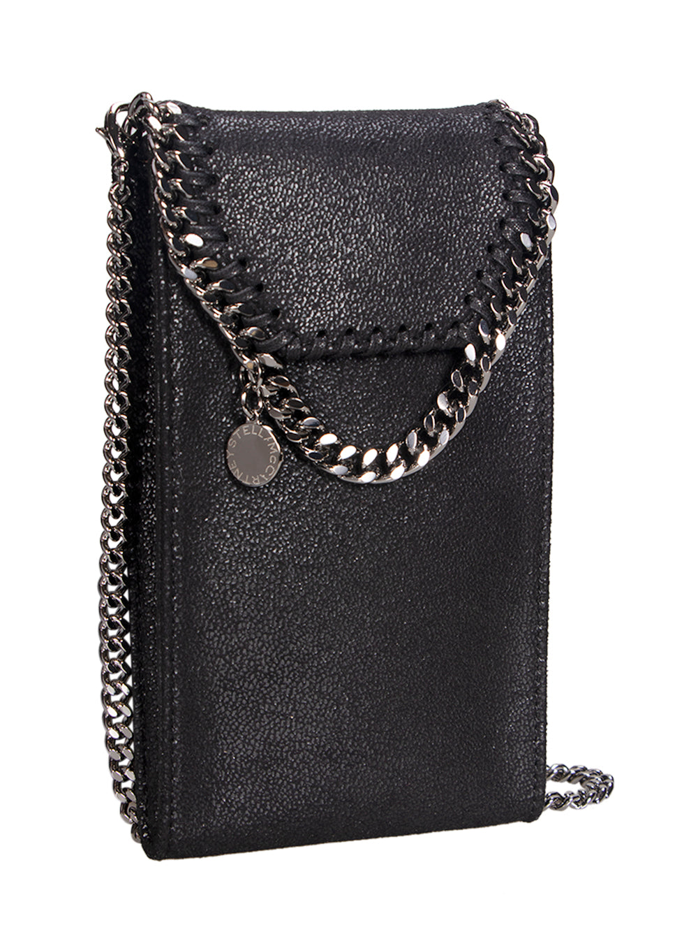 Falabella Crossbody Phone Pouch Silver Chain (Black)