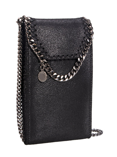 Falabella Crossbody Phone Pouch Silver Chain (Black)