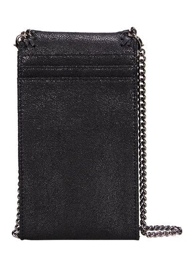 Falabella Crossbody Phone Pouch Silver Chain (Black)