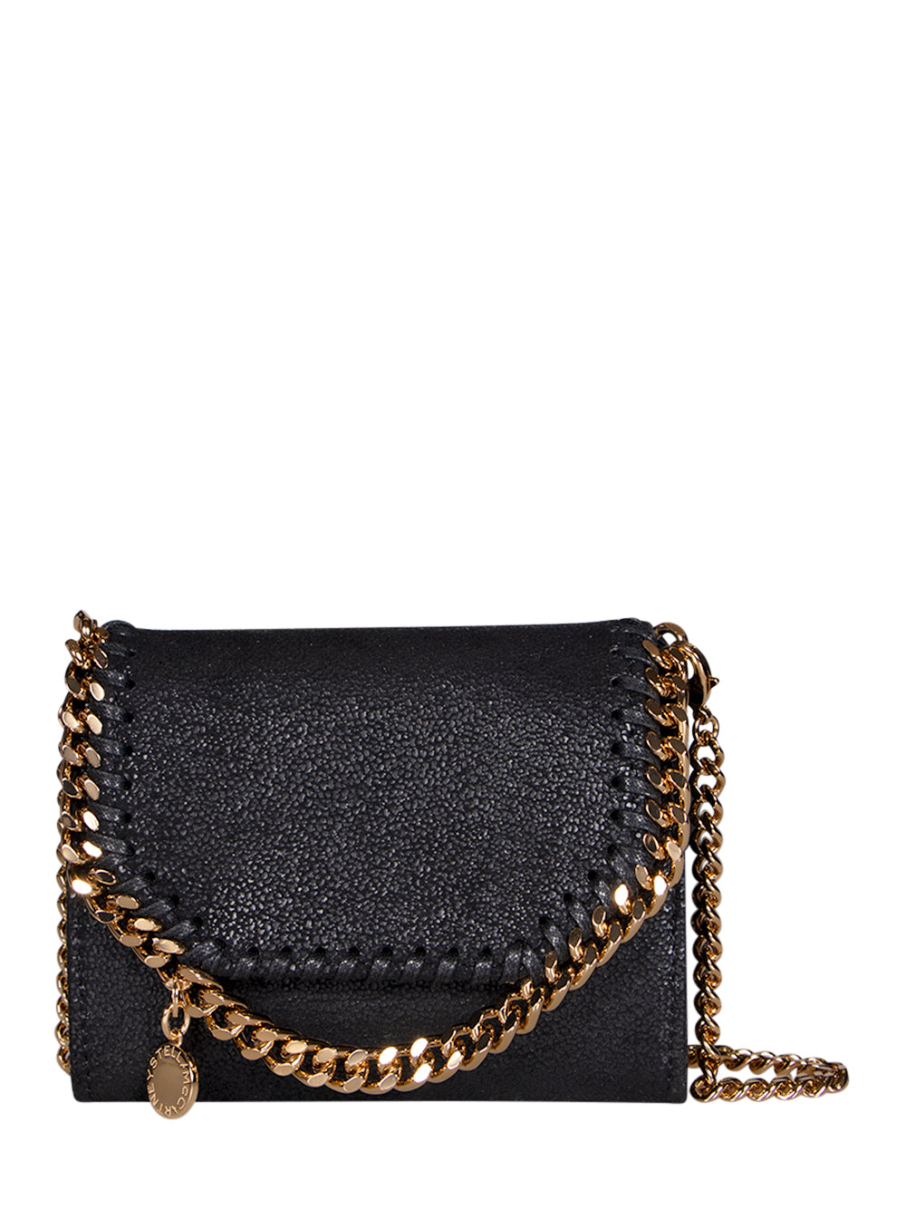 Falabella Wallet with Strap Gold Chain (Black)