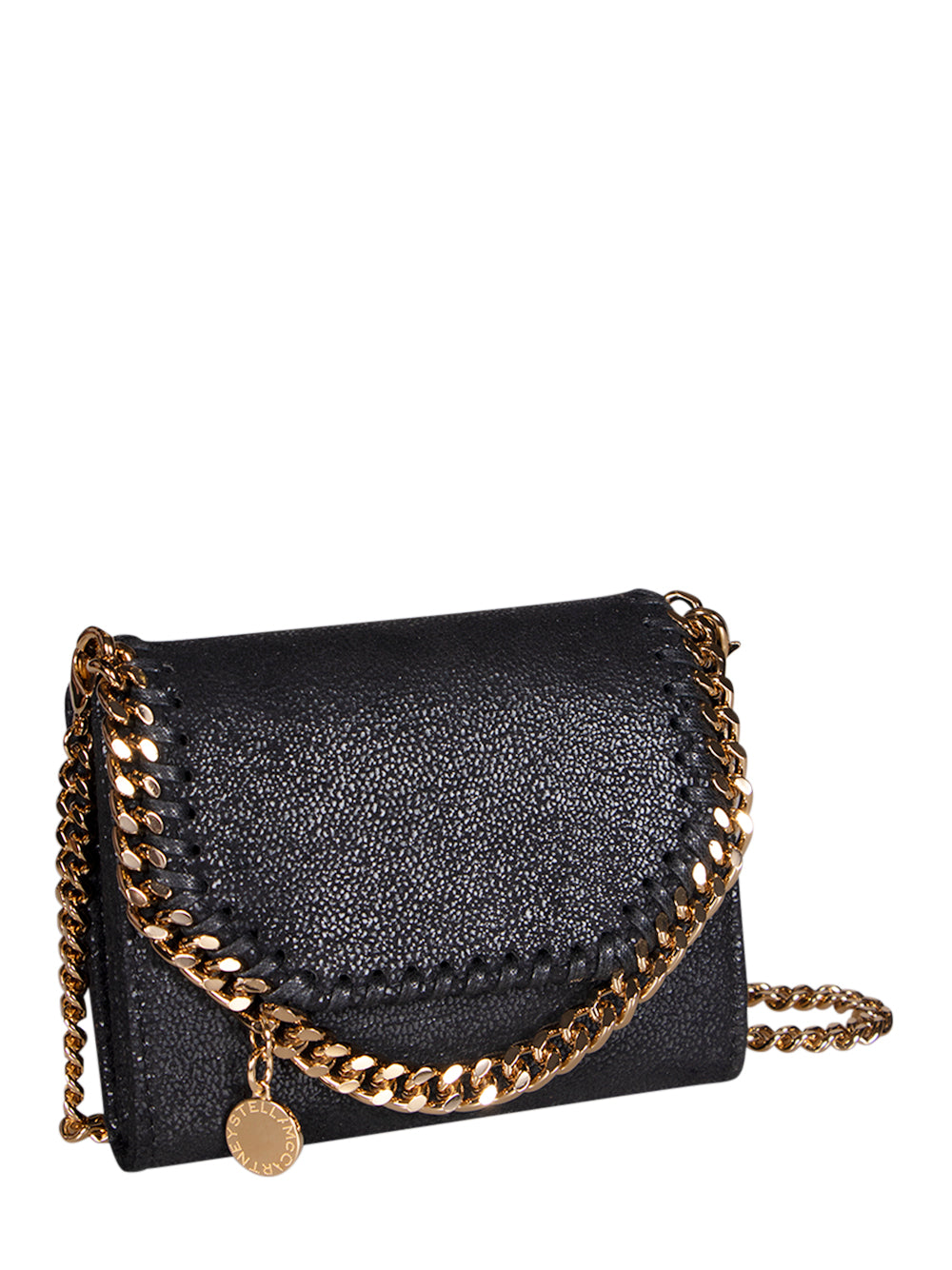 Falabella Wallet with Strap Gold Chain (Black)