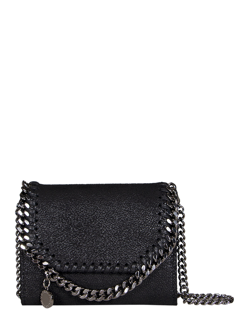 Falabella Wallet with Strap Silver Chain (Black)