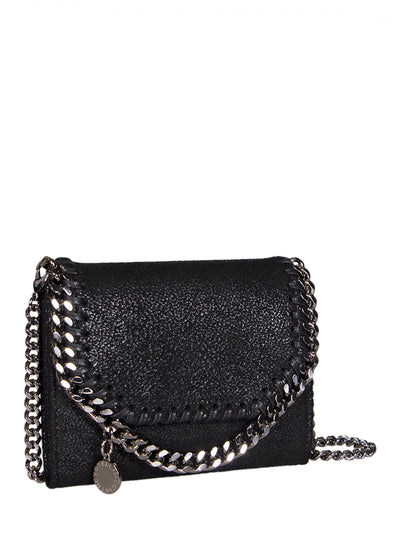 Falabella Wallet with Strap Silver Chain (Black)