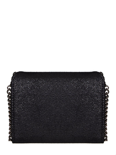 Falabella Wallet with Strap Silver Chain (Black)