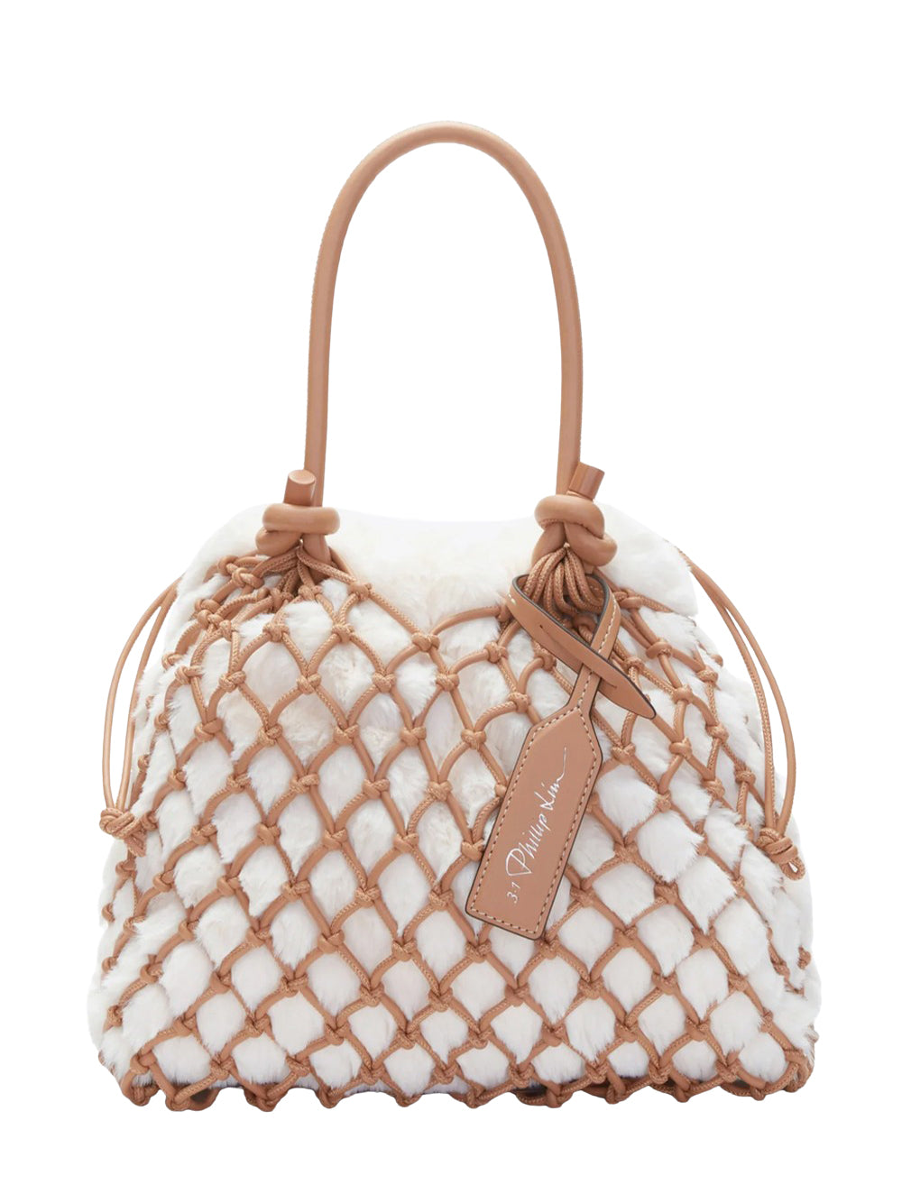 Faux Fur Macrame Mini Sac (Ivory-Camel)