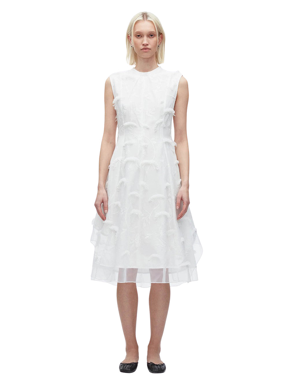 Fil Coupé Midi Dress (White)