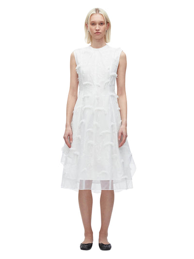 Fil Coupé Midi Dress (White)