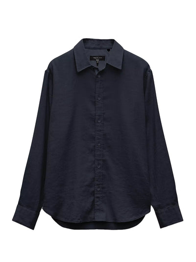 Finch Linen Long Sleeve Shirt (Black)