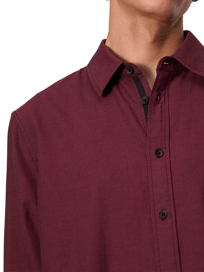 Finch Zig Zag Dobby Long Sleeve Shirt (Red Stripe)