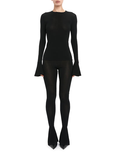 Fitted Knitted Top With Flared Cuffs (Black)