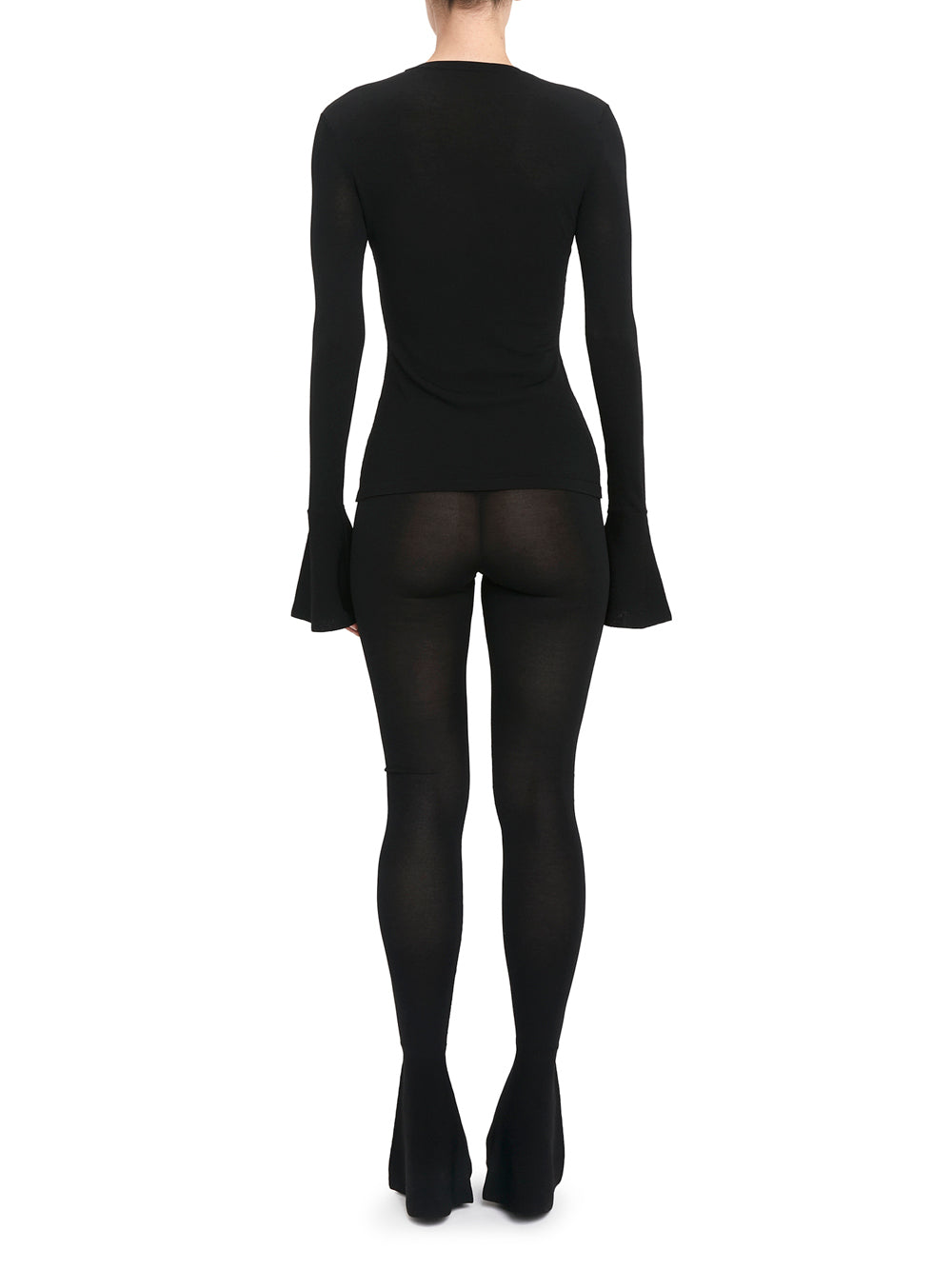 Fitted Knitted Top With Flared Cuffs (Black)