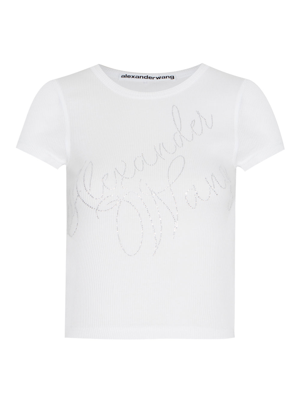 Fitted Tee With Hotfix Cursive Logo (White)