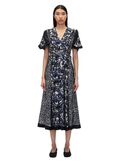 Floral Impressions Midi Dress With Petal Sleeves (Midnight Multi)