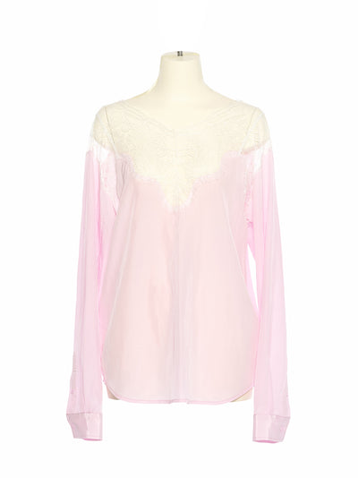 Floral Lace Shoulder Top (Pink)