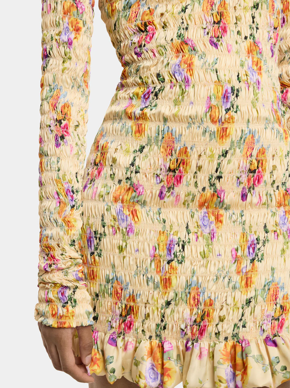 Floral Short Satin Dress (Camomille/Orange/Pink)