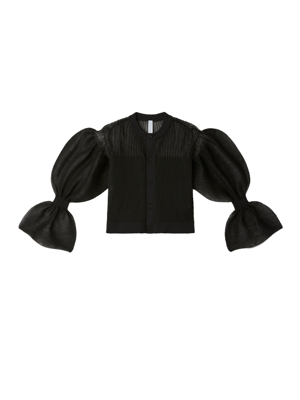 Fluted Lucent Marie Sleeve Cardigan (Black)