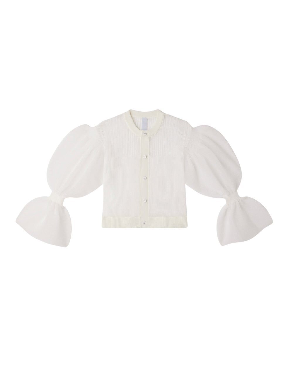 Fluted Lucent Marie Sleeve Cardigan (White)