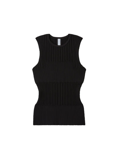 Fluted Sleeveless Top (Black)