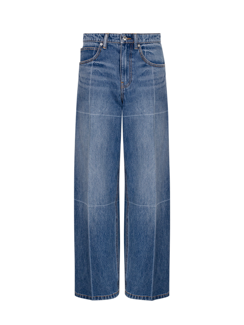 Foldline Wide Straight-Leg Jean (Vintage Marbled Blue)