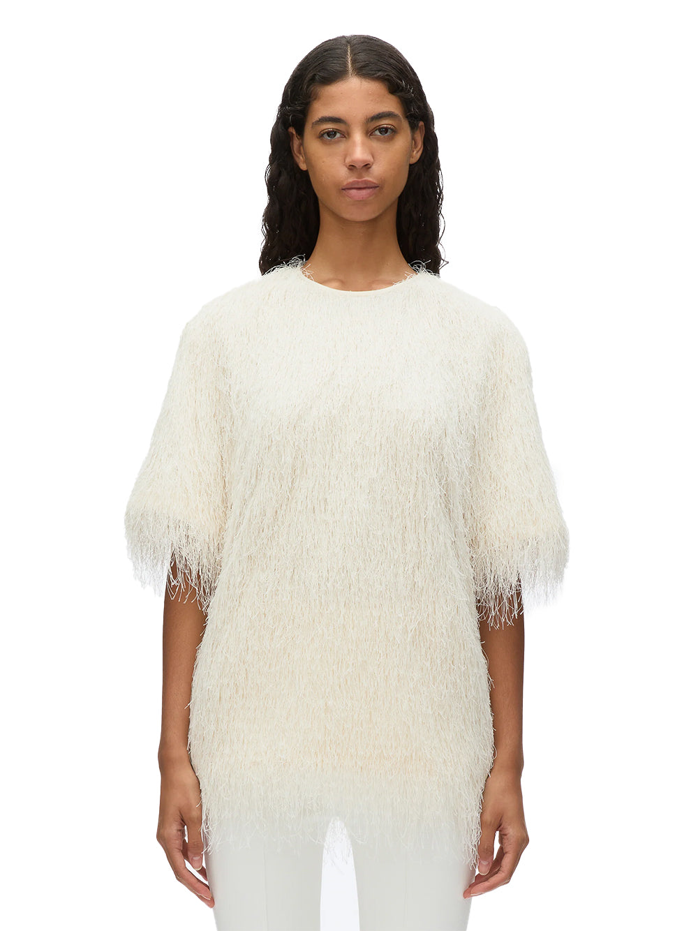 Fringe Boxy Tee (Ivory)