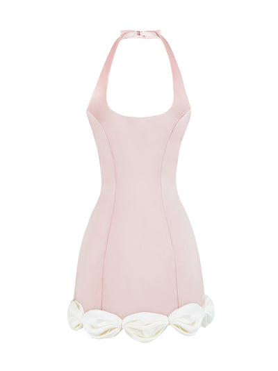 Cake Bow Mini Dress Dusty Pink