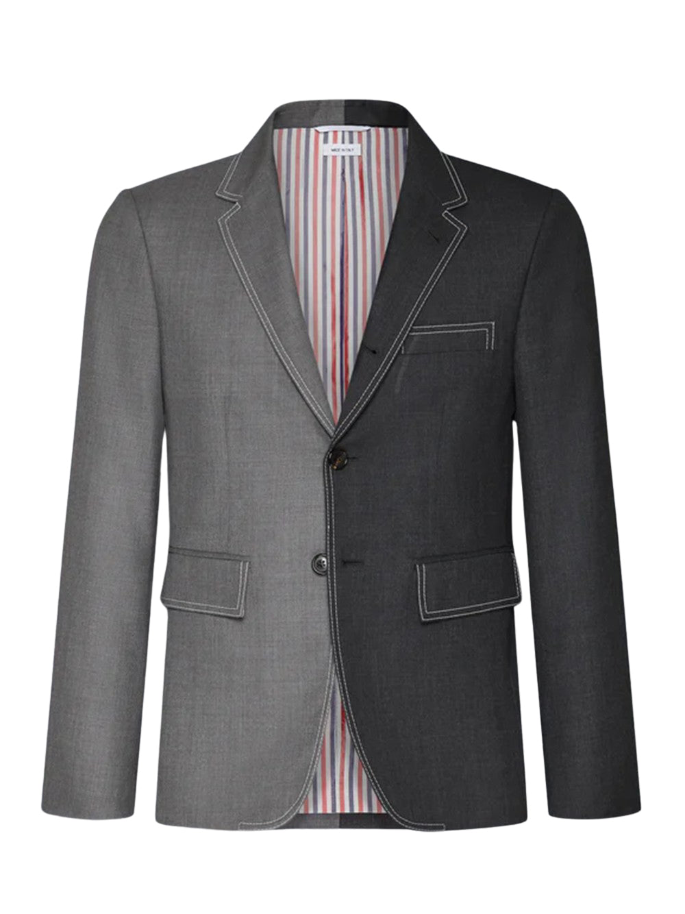 Funmix Twill Contrast Topstitching Classic Sport Coat (Medium Grey)