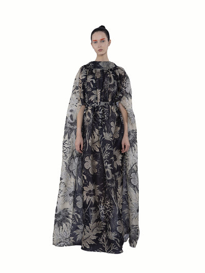 Low Back Collar Organza Silk P Midnight-cas