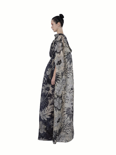 Low Back Collar Organza Silk P Midnight-cas