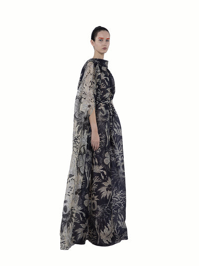Low Back Collar Organza Silk P Midnight-cas