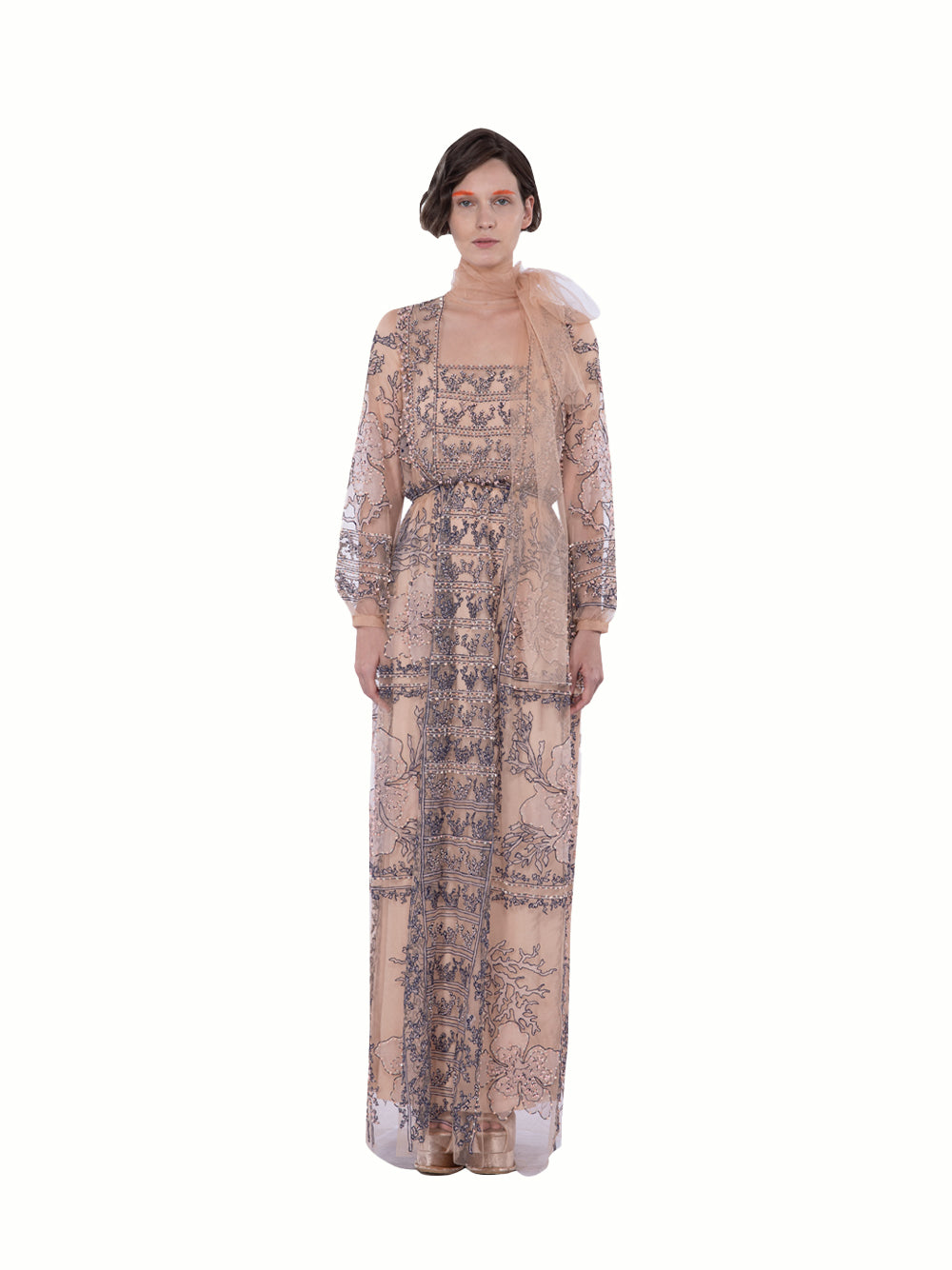 Embroidered And Beaded Tulle L Blush
