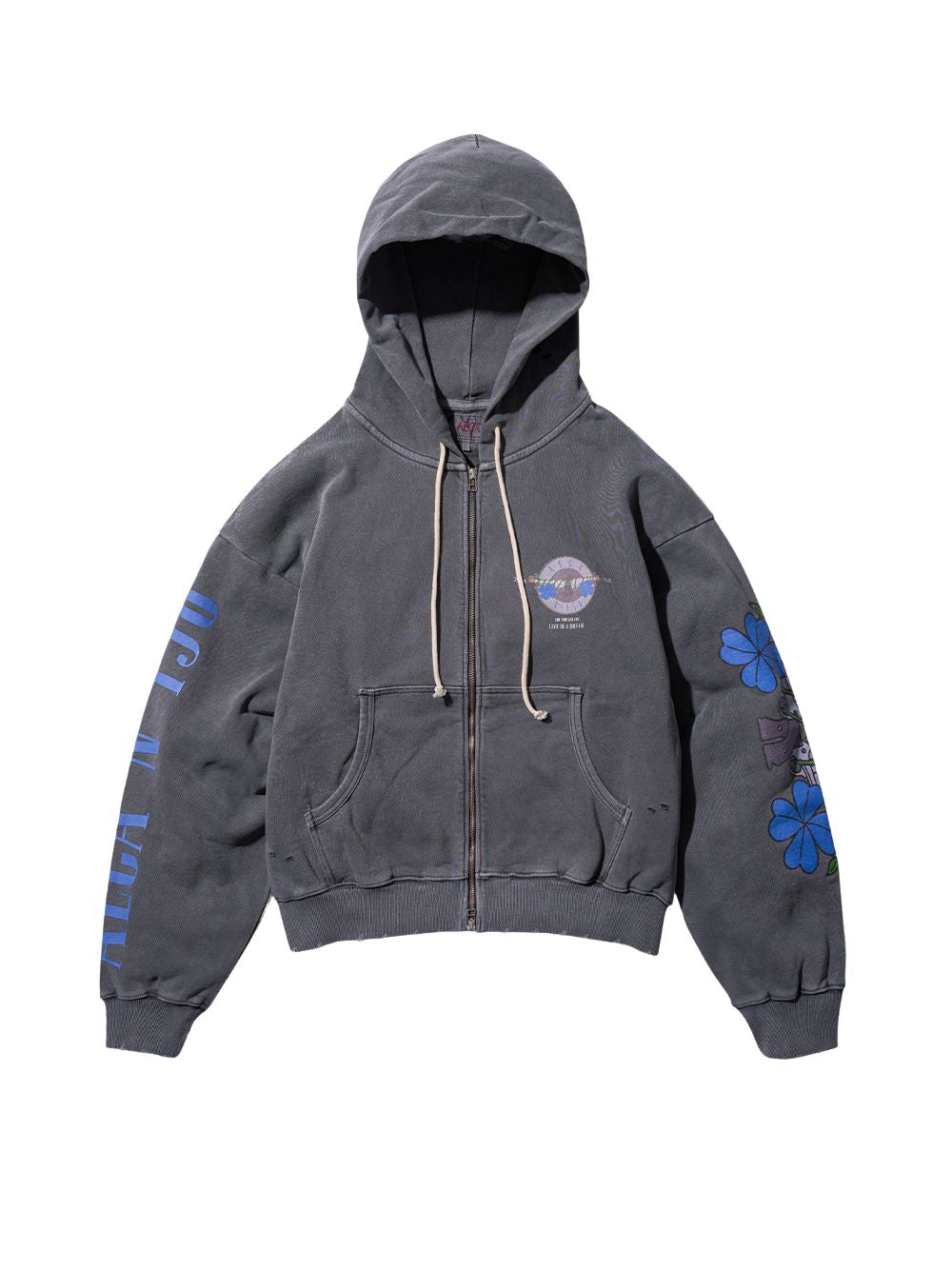 AECA Guns N Clover Zip Up Hoodie (Washed Charcoal)