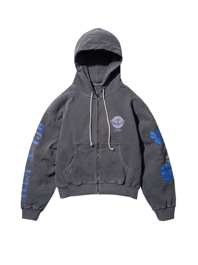 AECA Guns N Clover Zip Up Hoodie (Washed Charcoal)
