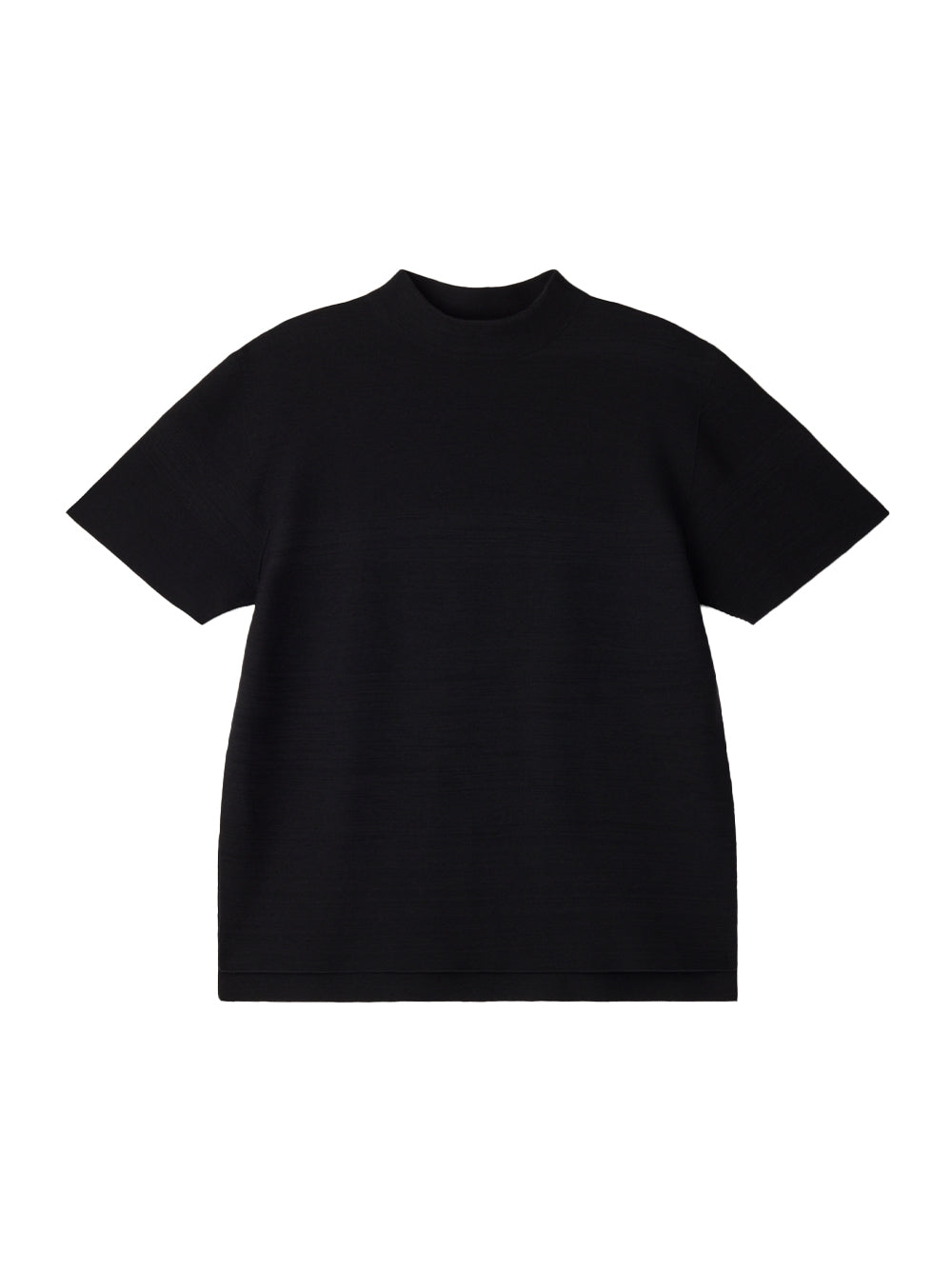 Garter Mockneck Short Sleeve Tee Shirt (Black)