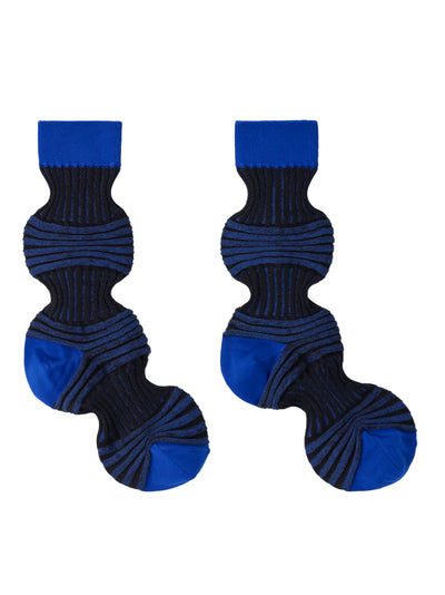 Garter Rib Socks (Blue Multi)