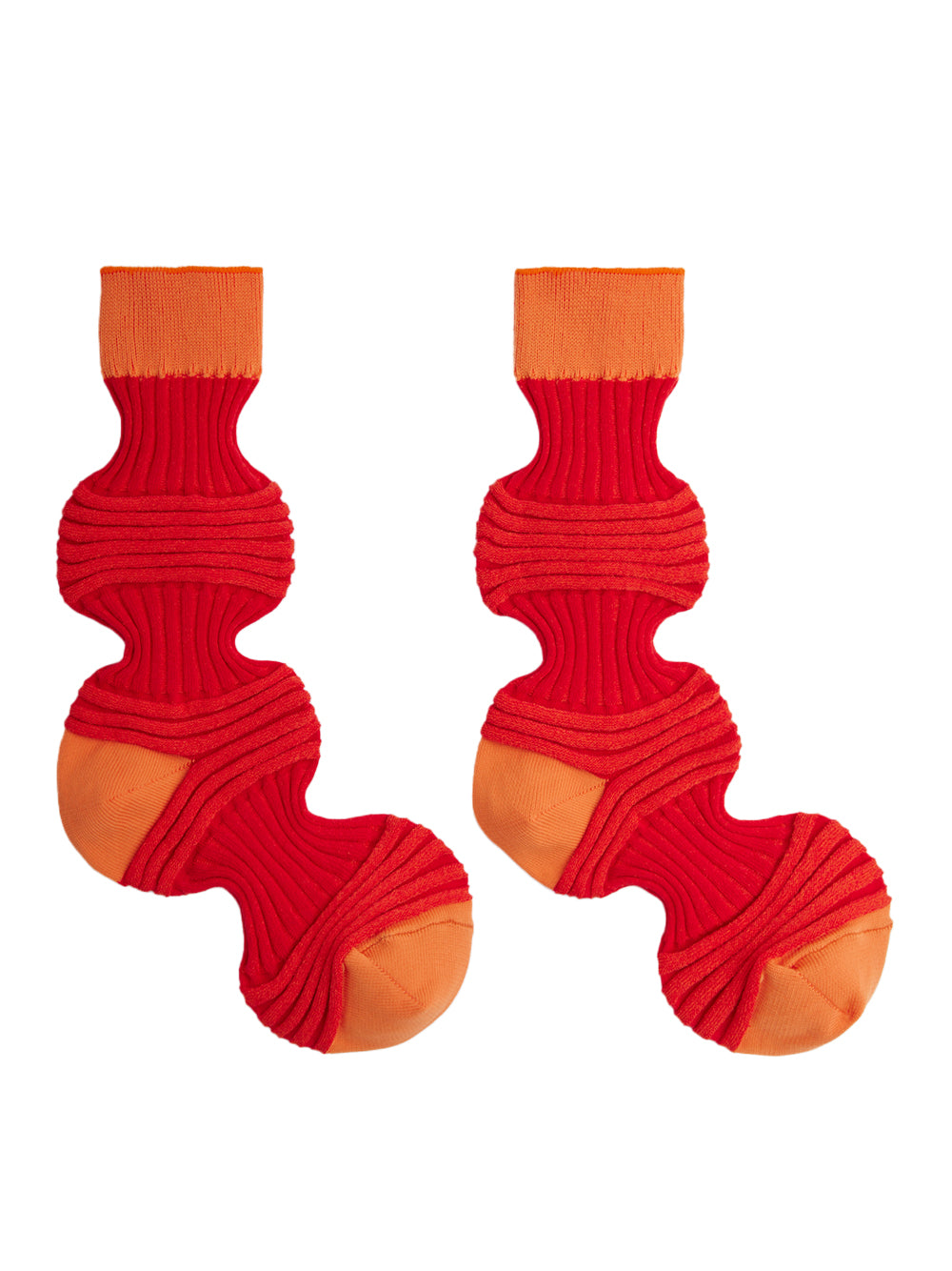 Garter Rib Socks (Orange-Poppy Red)