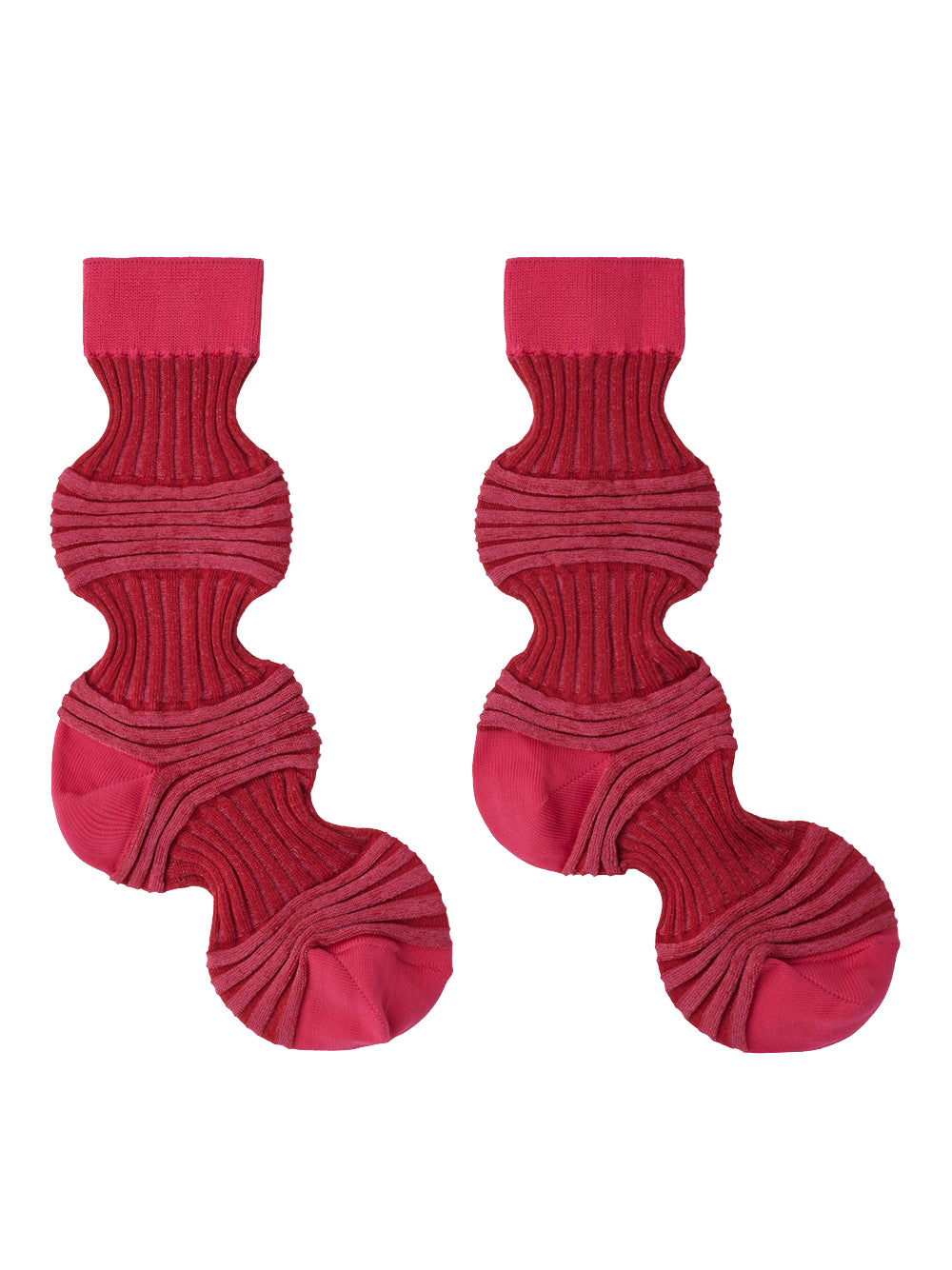 Garter Rib Socks (Vivid Pink Multi)