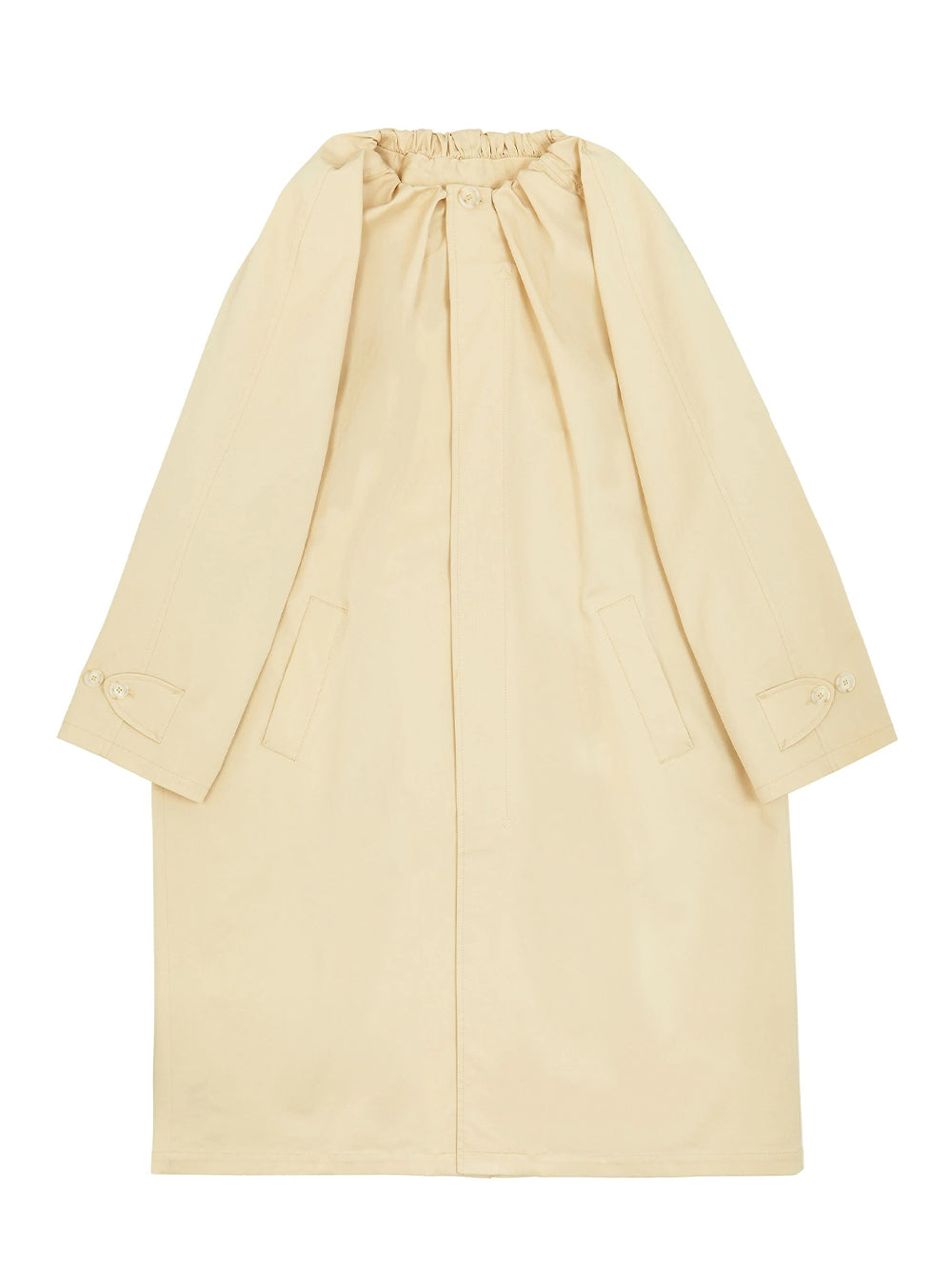 Gathered Neck Trench Coat (Pale Yellow)