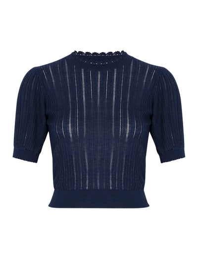 Gemma Short Sleeve Knit Top (Midnight)