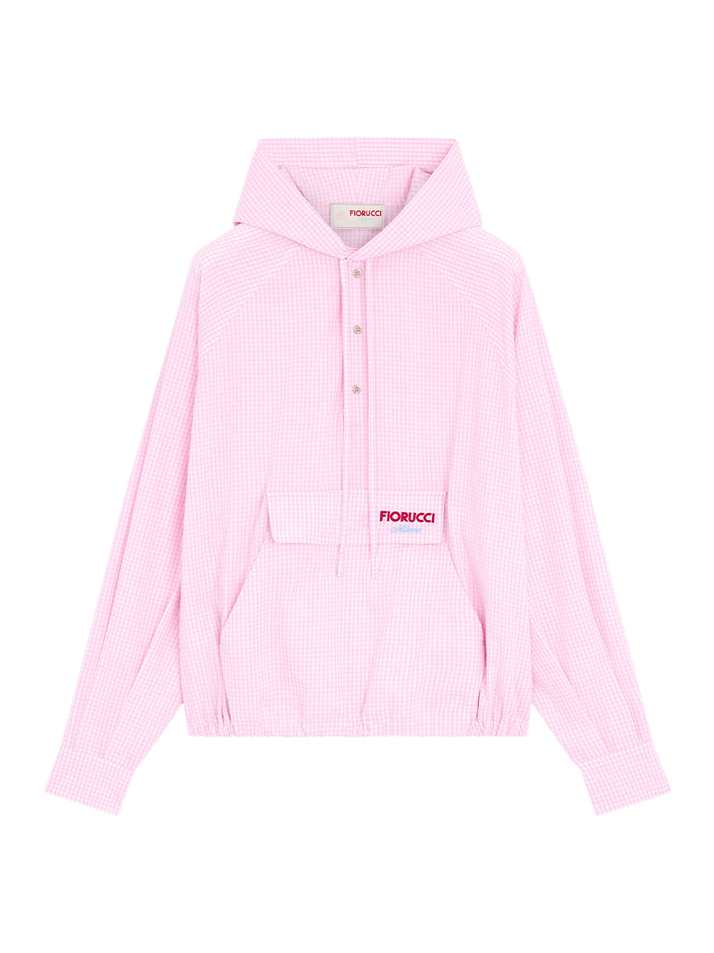Gingham Logo Hoodie Shirt (Pink)