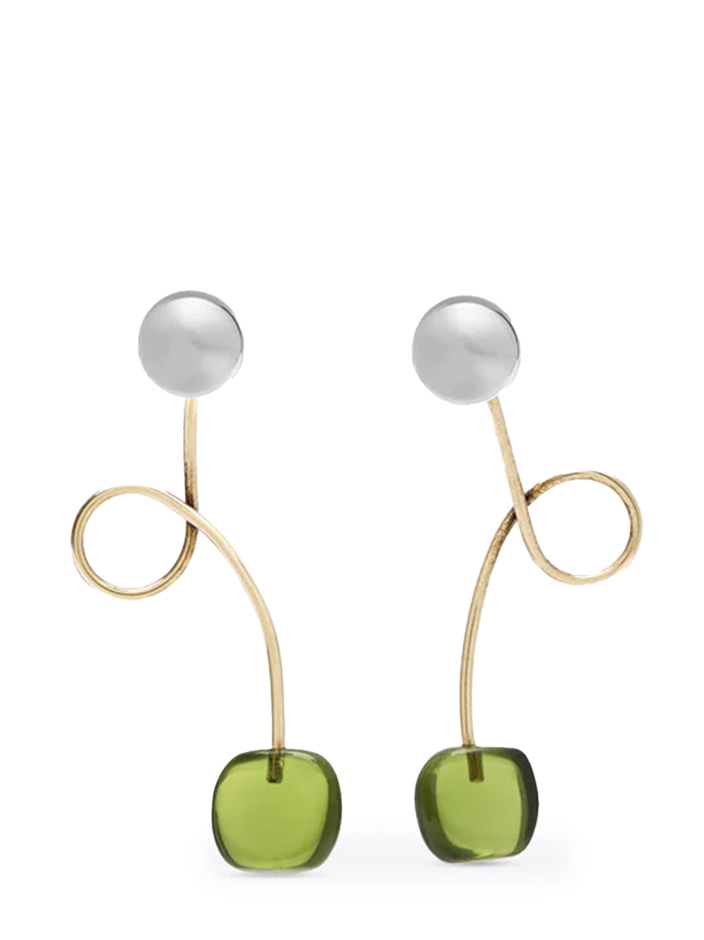 Glass Stud Earrings (Green)