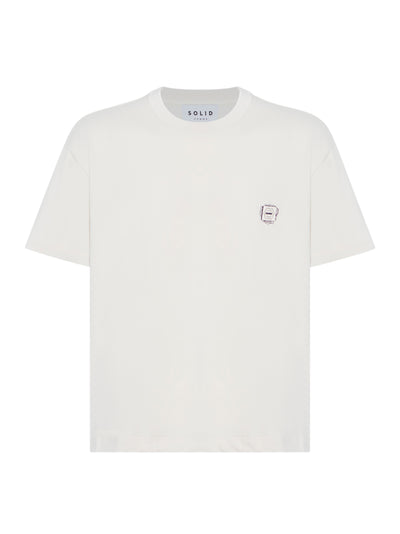 Gradient Doodle Embroidery T-Shirt (Beige)