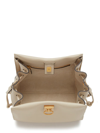 Small Iris Handle Chalk & Midnight Heavy Grain & Silky Calf