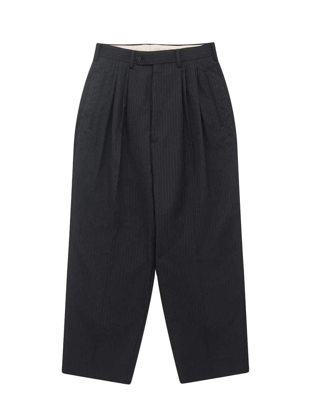 Men's Pinstripe Pleated Trousers Black