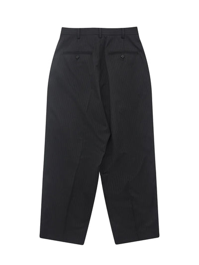 Men's Pinstripe Pleated Trousers Black